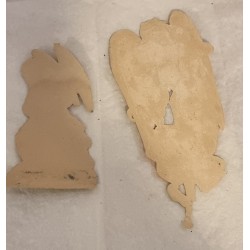 2 antique scrap, angels, h: 12 - 18 cm.