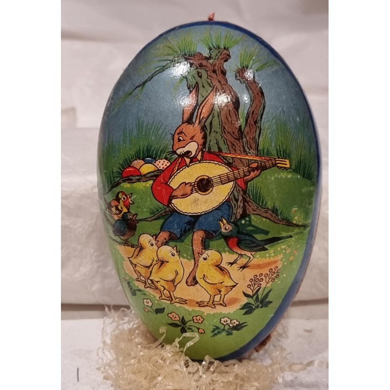 Antique cardboard Easter egg, bird-song, h: 16 cm.