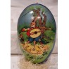 Antique cardboard Easter egg, bird-song, h: 16 cm.