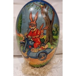 Antique cardboard Easter egg, bird-song, h: 16 cm.