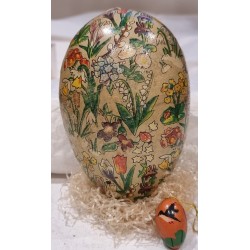 Antique cardboard Easter egg, spring , h: 14,5 cm.