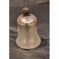 Old glass ornaments, silver bells with decoration, h: 6 cm. (b)