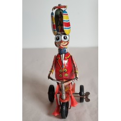 Old mechanical German glance toy, duck with propeller, h: 21 cm.