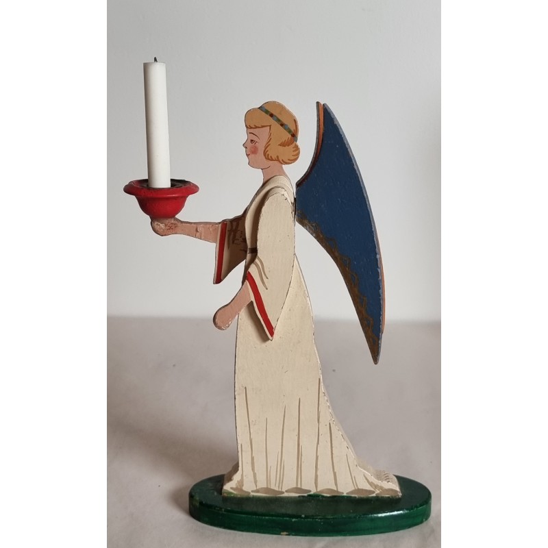 Antique angel in wood with candlelight, h: 24 cm.