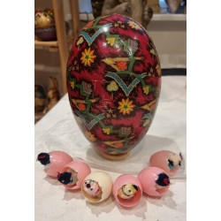 Antique cardboard Easter egg with pattern, h: 20 cm.