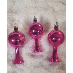 Old glass ornaments, lamps with diff. flowers, h: 8 cm.