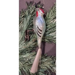 Antique glass ornament, woodpecker, l: 17 cm.