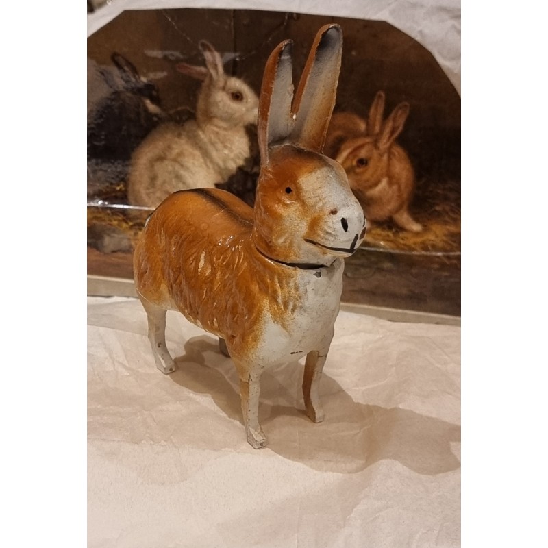 Antique Easter bunny, papier-mache, candycontainer, h: 15 cm.