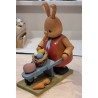 Old common art from Erzgebirge, bunny with a wheelbarrow, h: 19 cm.