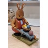 Old common art from Erzgebirge, bunny with a wheelbarrow, h: 19 cm.