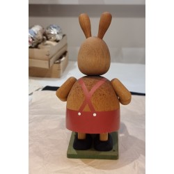 Old common art from Erzgebirge, bunny with a wheelbarrow, h: 19 cm.