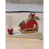 Small, antique candle holder, wood, Santa on a sledge h: 7 cm (Santa).
