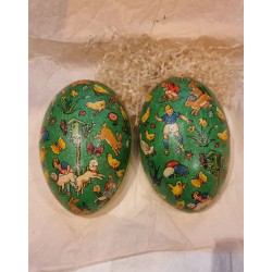 Old cardboard Easter egg, Easter motifs, h: 10 cm.