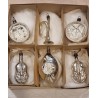 Box with old/antique glass ornament, silver ornaments, h: 5,5 - 8,5 cm.