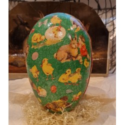 Old cardboard Easter egg, Easter motifs, h: 14 cm.