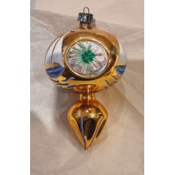 Old glass ornament, reflectors, 3 x and a ship, h: 10 cm.