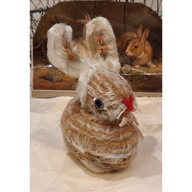 Old candycontainer, bunny, chenille, h: 15 cm.