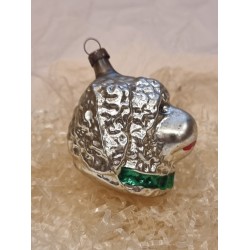 Antikt glaspynt, hundehoved, h: 5,5 cm.