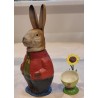 Antique Easter bunny with clothes, papier-mache, candycontainer, h: 20 cm.