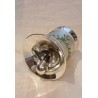 Gammelt glanspynt, stor klokke med dekoration, h: 7,5 cm.