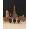 Erzgebirge, opstilling med gamle huse, kirke, korsangere og præst, h: 12 cm (kirke).