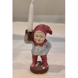 Antique plaster elf with a candleholder, h: 10 cm.