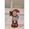 Antique plaster elf with a candleholder, h: 10 cm.