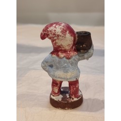 Antik gips nisse med lysholder, h: 10 cm.