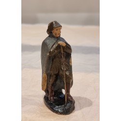 Gammel hyrde med 7 får, h: 9 cm (hyrde) 2,5 - 4,5 cm (får).