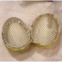 Gammelt/antikt chenille/pap påskeæg med Mariehøne, h: 12 cm