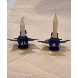 Gamle Bogense stager, fugle med lysholdere, mål: 4,5 x 7,5 cm. (2stk)