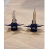 Gamle Bogense stager, fugle med lysholdere, mål: 4,5 x 7,5 cm. (2stk)