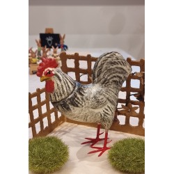 Påskepynt, papmachè, candycontainer, hane, hvid/sort, h: 15 cm.