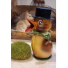 Easter ornament, candycontainer, papier-mache, duck with a hat, h: 14,5 cm.