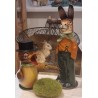 Easter ornament, candycontainer, papier-mache, duck with a hat, h: 14,5 cm.