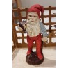 Antique plaster elf with a stick, h: 13 cm.