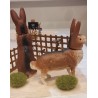 Old Easter bunnies, papier-mache, candycontainer, h: 18 - 21 cm.