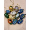 12 old painted Easter egg in wood, h: 3 - 3,5 cm.
