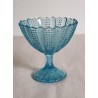Antik sukkerskål/søblå på fod. Kastrup glasværk 1886, h: 12 cm.