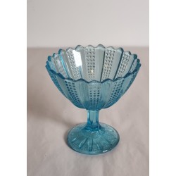 Antique sugarbowl/sea blue, Kastrup glasværk 1886, h: 12 cm.