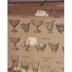 Antik sukkerskål/søblå på fod. Kastrup glasværk 1886, h: 12 cm.