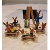 Old bunny school from Erzgebirge, size: blackboard h: 8,5 cm, teacher h: 7,5 cm.