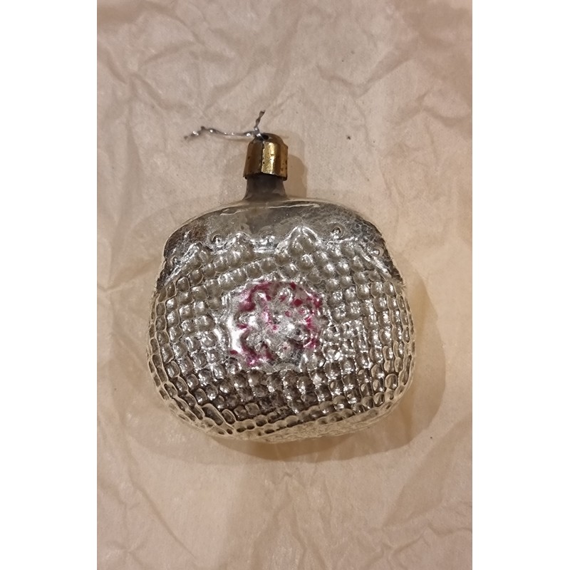 Antikt glaspynt, lille taske, h: 5 cm.