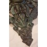 Antique tree foot, art nouveau, angels, lilies, iris, size : 28 x 28, h: 25 cm, Ø: 6 cm.