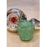 Old glass ornament, unsilvered flower basket with "broken glass", h: 5,5 cm.