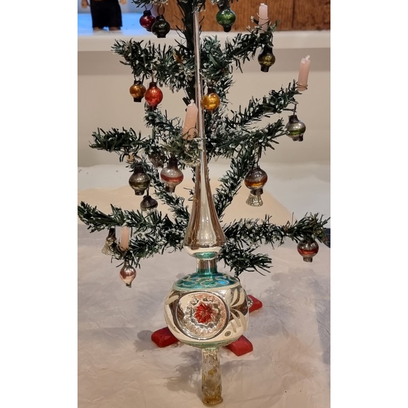 Old glass ornament, tree top with 3 refl., h: 31 cm.
