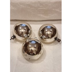 Old glass ornament, reflector, silver/white, h: 5,5 cm.