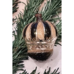 Antique glass ornament, crown with Mica, h: 6 cm.