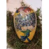 Antique cardboard Easter egg, girl with violets, h: 15 cm.