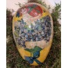 Antique cardboard Easter egg, girl with violets, h: 15 cm.